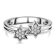 Diamond Twin-Star Platinum Over Sterling Silver Ring