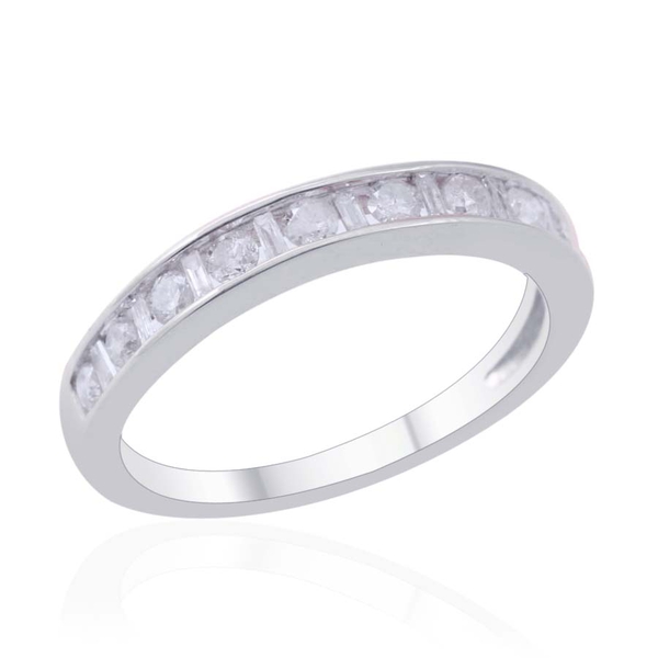 Amits Special Deal - 9K W Gold SGL Certified Diamond (Rnd) (I3/ G-H) Half Eternity Band Ring 0.500 C