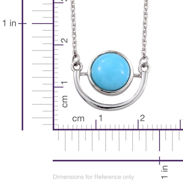 Arizona Sleeping Beauty Turquoise (Rnd) Solitaire Pendant with Chain in Platinum Overlay Sterling Silver 2.000 Ct.