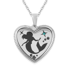 Disney Austrian Crystal Little Mermaid Black Silhouette Heart Pendant Necklace (Size 18 with 2 inch 