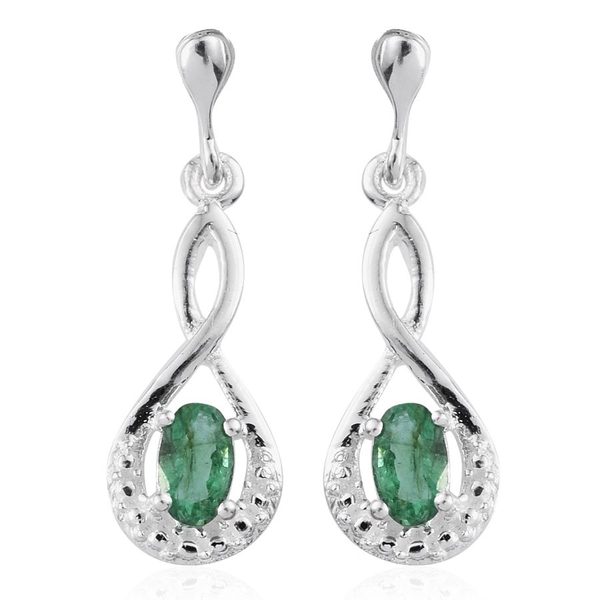 Kagem Zambian Emerald (Ovl) Earrings (with Push Back) in Sterling Silver 0.500 Ct.