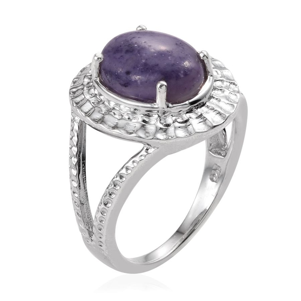Purple Opal (Ovl) Solitaire Ring in Platinum Overlay Sterling Silver 3.000 Ct.
