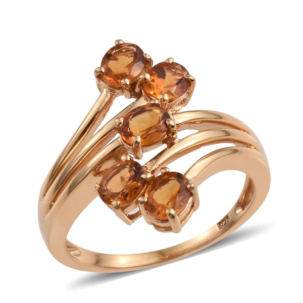Citrine (Ovl) 5 Stone Crossover Ring in 14K Gold Overlay Sterling Silver 1.500 Ct.