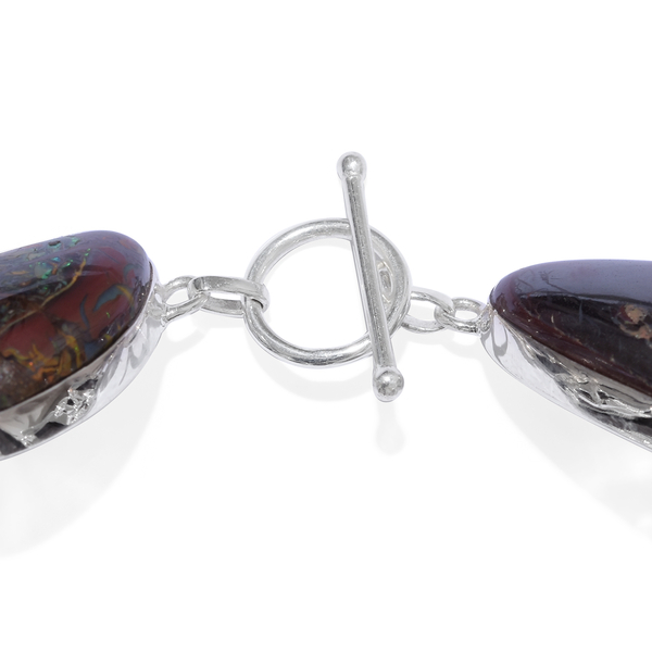 One Off A Kind- Australian Boulder Opal Rock Bracelet (Size 7.5) in Sterling Silver 161.250 Ct. Silver wt 36.15 Gms.
