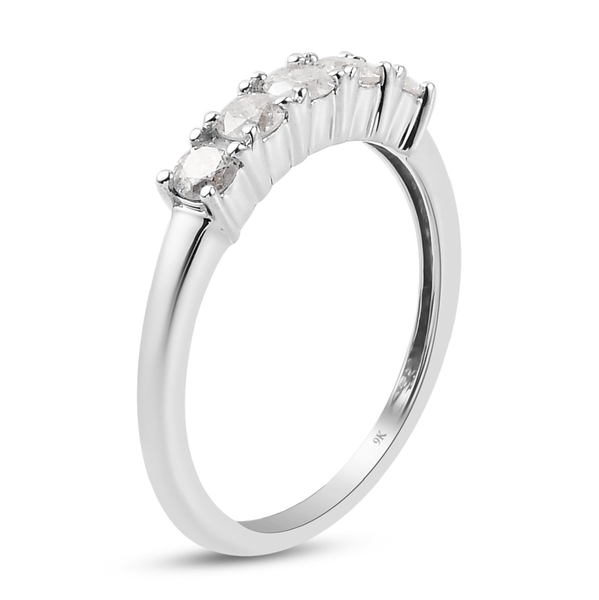 9K White Gold White Diamond Ring in Rhodium Overlay 0.50 ct, Gold Wt. 1.92 Gms 0.500 Ct.