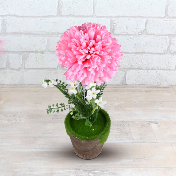 Decorative Artificial Hydrangea with Ceramic Pot (Size:10x10x34Cm) - Pink