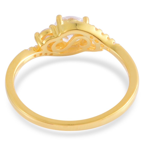 AAA Simulated White Diamond Ring in Yellow Gold Overlay Sterling Silver