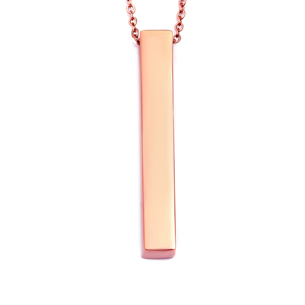 Bar Necklace (Size 24) in Rose Gold Tone Stainless Steel