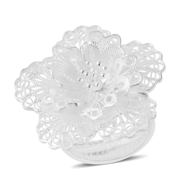 Royal Bali Collection Sterling Silver Floral Ring, Silver wt 5.43 Gms.