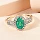 9K Yellow Gold AAA Kagem Zambian Emerald and Diamond Ring 1.43 Ct.