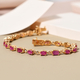 African Ruby (FF) and Natural Cambodian Zircon Bracelet (Size - 8) in 14K Gold Overlay Sterling Silver 8.38 Ct, Silver Wt. 11.48 Gms