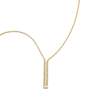 Italian Made 9K Yellow Gold Zirconia Drop Rope Necklace (Size 18)