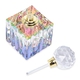 Square Shaped Carved Crystal Refillable Perfume Bottle with Colourful Base (Size 12x6cm)