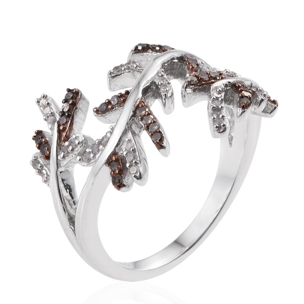 Diamond (Rnd), Natural Champagne Diamond Ring in Platinum Overlay Sterling Silver 0.250 Ct.