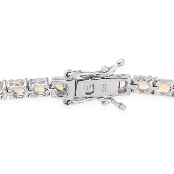 Marialite (Ovl) Tennis Bracelet (Size 7) in Platinum Overlay Sterling Silver 7.000 Ct.