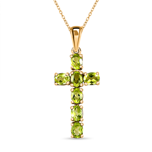Peridot Pendant with Chain (Size- 20 ) in 18K Vermeil Yellow Gold Plated Sterling Silver