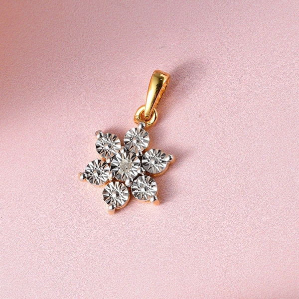 Diamond Floral Pendant in 14K Gold Overlay Sterling Silver