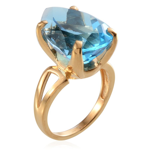 Electric Swiss Blue Topaz (Pear) Solitaire Ring in 14K Gold Overlay Sterling Silver 17.000 Ct.
