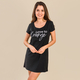 Tamsy Jersey Lounge T with Slogan (Size L) - Black