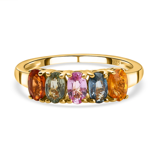 Rainbow Sapphire Ring in 18K Vermeil Yellow Gold Plated Sterling Silver