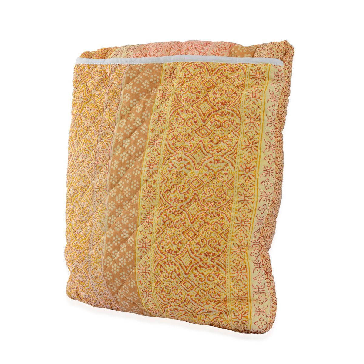 100% Cotton Hand Block Printed Chocolate and Multi Colour Quillow (Size 150x110 Cm)