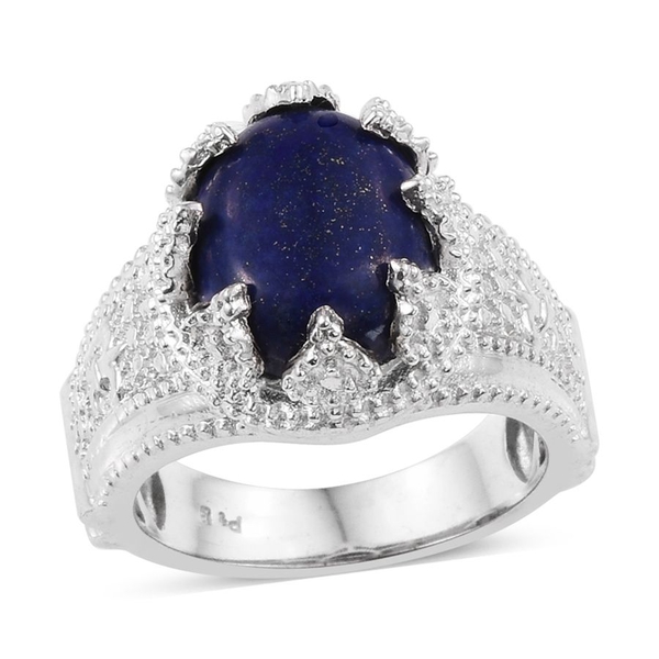 Lapis Lazuli (Ovl) Solitaire Ring in ION Plated Platinum Bond 6.000 Ct.