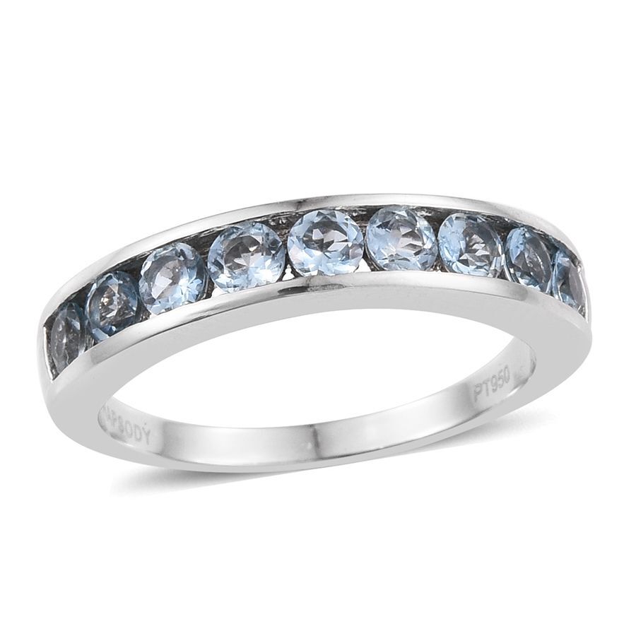 RHAPSODY 950 Platinum 1 Carat Santa Maria Aquamarine Half Eternity Ring.