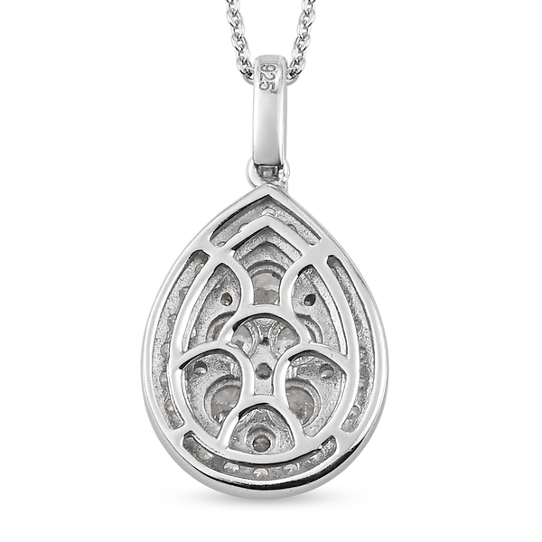 Lustro Stella Platinum Overlay Sterling Silver Pendant With Chain (Size 18) Made with Finest CZ 2.52 Ct.