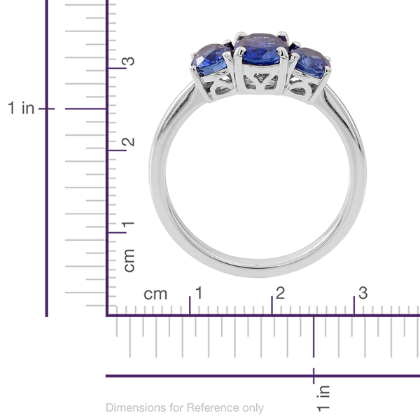 ILIANA 18K W Gold AAAA Ceylon Blue Sapphire (Ovl 1.00 Ct) 3 Stone Ring 2.000 Ct.