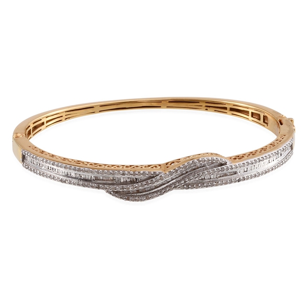 Diamond (Rnd) Bangle (Size 7.5) in 14K Gold Overlay Sterling Silver 1.000 Ct.