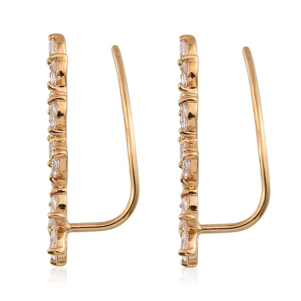 Lustro Stella - 14K Gold Overlay Sterling Silver (Mrq) Climber Earrings Made with Finest CZ