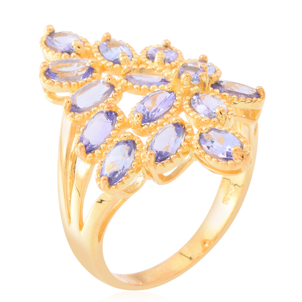 Tanzanite (Ovl) Floral Ring in 14K Gold Overlay Sterling Silver 3.250 Ct.