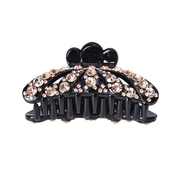 Crystal Studded Hair Claw Clip - Champagne