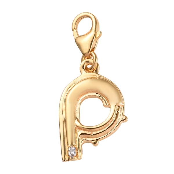 Diamond (Rnd) Initial P Charm in 14K Gold Overlay Sterling Silver