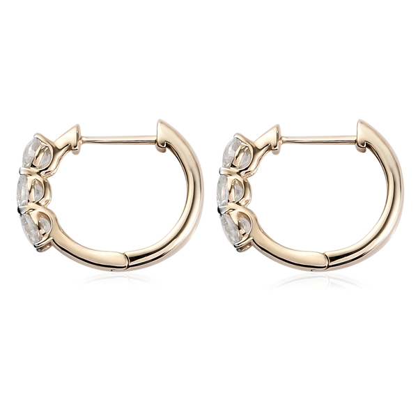 One Time Close Out Deal - 9K Yellow Gold SGL Certified Natural Diamond (I2-I3/G-H) Hoop Earrings 1.02 Ct.