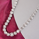 Lustro Stella White Crystal Necklace (Size - 18) in Platinum Overlay Sterling Silver, Silver wt 37.22 Gms