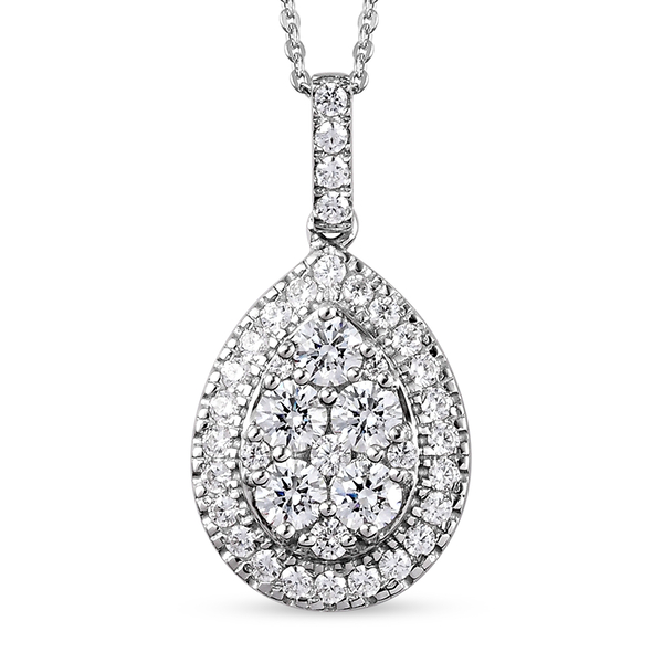 Lustro Stella Platinum Overlay Sterling Silver Pendant With Chain (Size 18) Made with Finest CZ 2.52