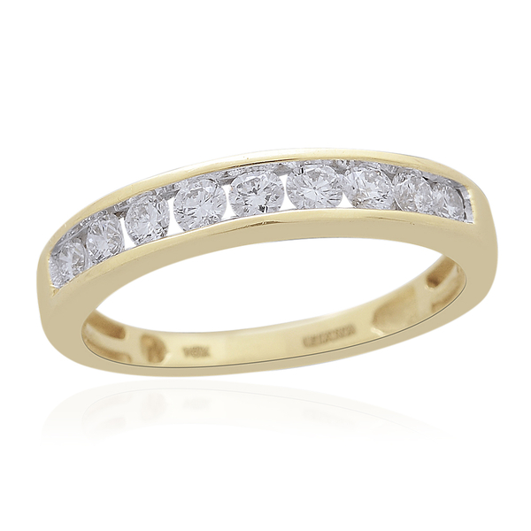 9K Yellow Gold SGL CERTIFIED Diamond (Rnd) (I3/G-H) Half Eternity Ring 0.500 Ct.
