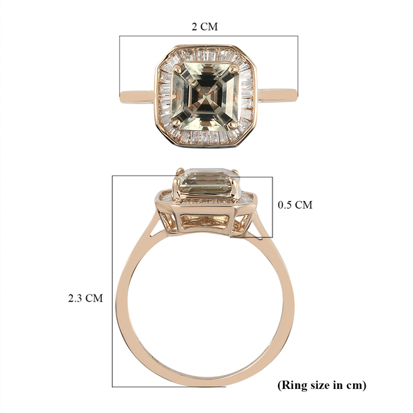 9K Yellow Gold AAA Turkizite (Asscher Cut) and Diamond Ring 2.31 Ct