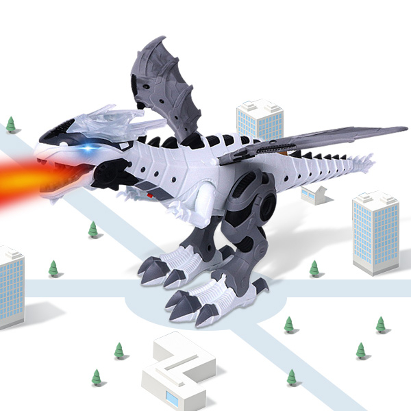Electric Remote Control Walking Dinosaur Fire Breathing with Noise Effect and LED Light (Size47x10 C