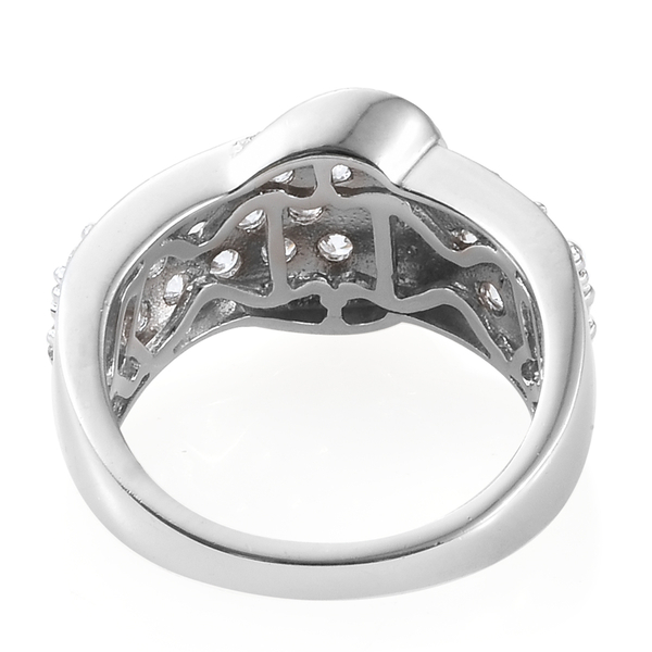 AAA Simulated Diamond (Rnd) Buckle Ring in Platinum Plated.