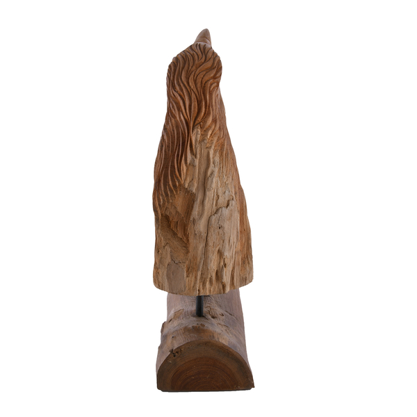 Bali Collection - Decorative Handcrafted Teak Wood Eagle Head Sculpture with Stand - Brown