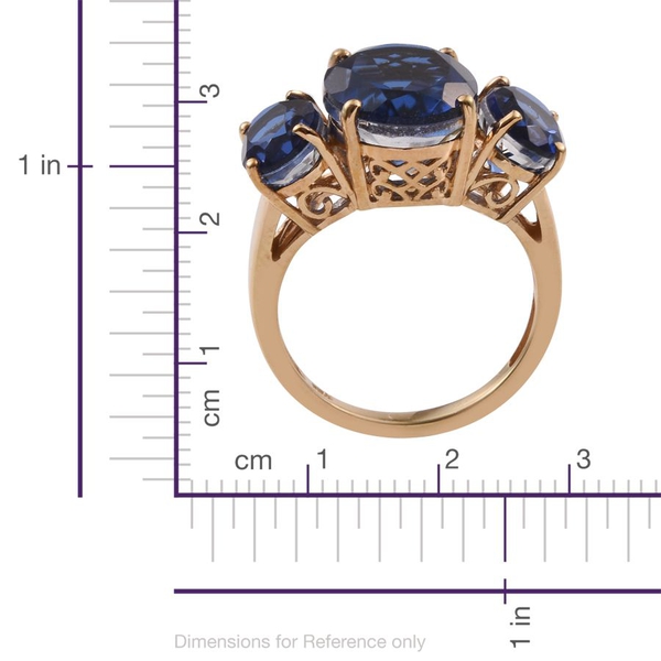 Ceylon Colour Quartz (Ovl 5.25 Ct) 3 Stone Ring in 14K Gold Overlay Sterling Silver 8.250 Ct.
