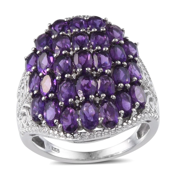 Amethyst (Ovl) Cluster Ring in Platinum Overlay Sterling Silver 7.750 Ct.