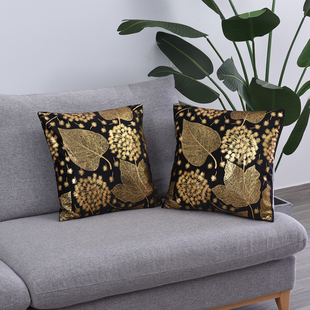 Set of 2 - Leaf Pattern Velvet Cushion Cover