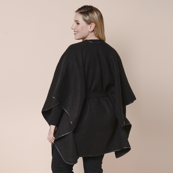 LA MAREY Plaid Pattern Kimono with Belt (Size- 105x83 cm) - Black