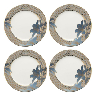 Set of 4 - Royal Worcester Blue Lily Fine Bone China Side Plates 20.3cm