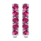 African Ruby (FF) Hoop Earrings (With Clasp) in Platinum Overlay Sterling Silver 1.91 Ct.
