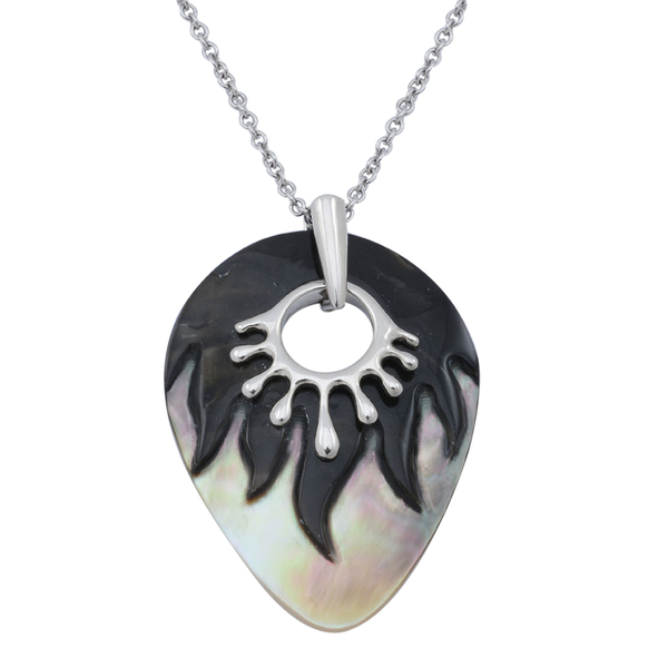 Shell Pendant in Silver Tone with Stainless Steel Rope Chain