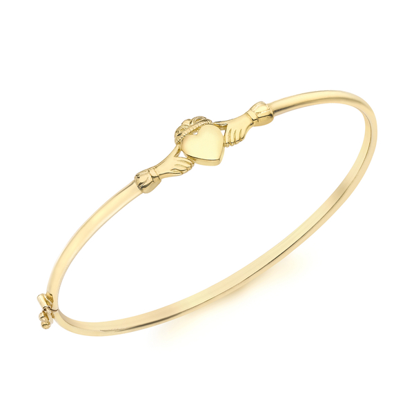 9K Yellow Gold Claddagh Bangle (Size 6.75), Gold wt 4.01 Gms
